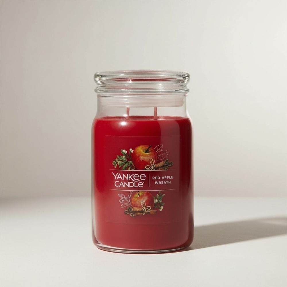 Yankee Candle‎ Red Apple Wreath Signature Large Jar - 20 oz 2-Wick - NWT